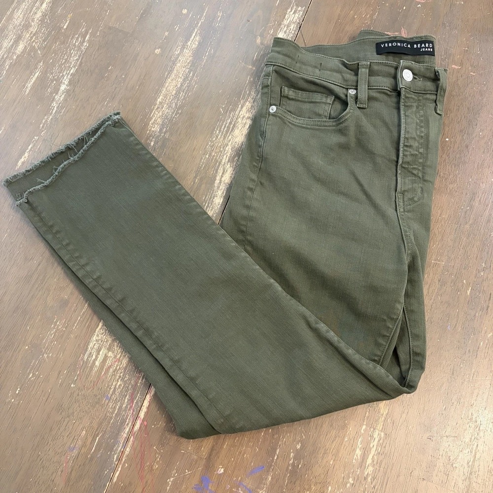 Veronica Beard Women's Carly Kick Flare High Rise Jeans Size 29 Green Denim